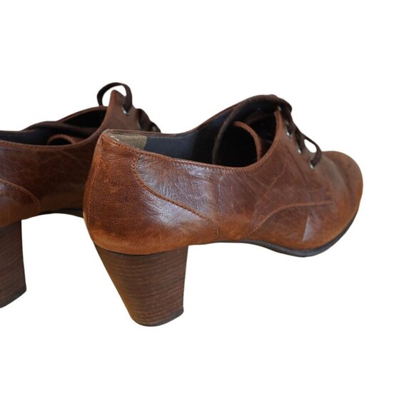 Alberto Moretti Womens‎ Brown Italian Leather Lace-Up Heeled Oxfords Size 9 - Picture 5 of 10